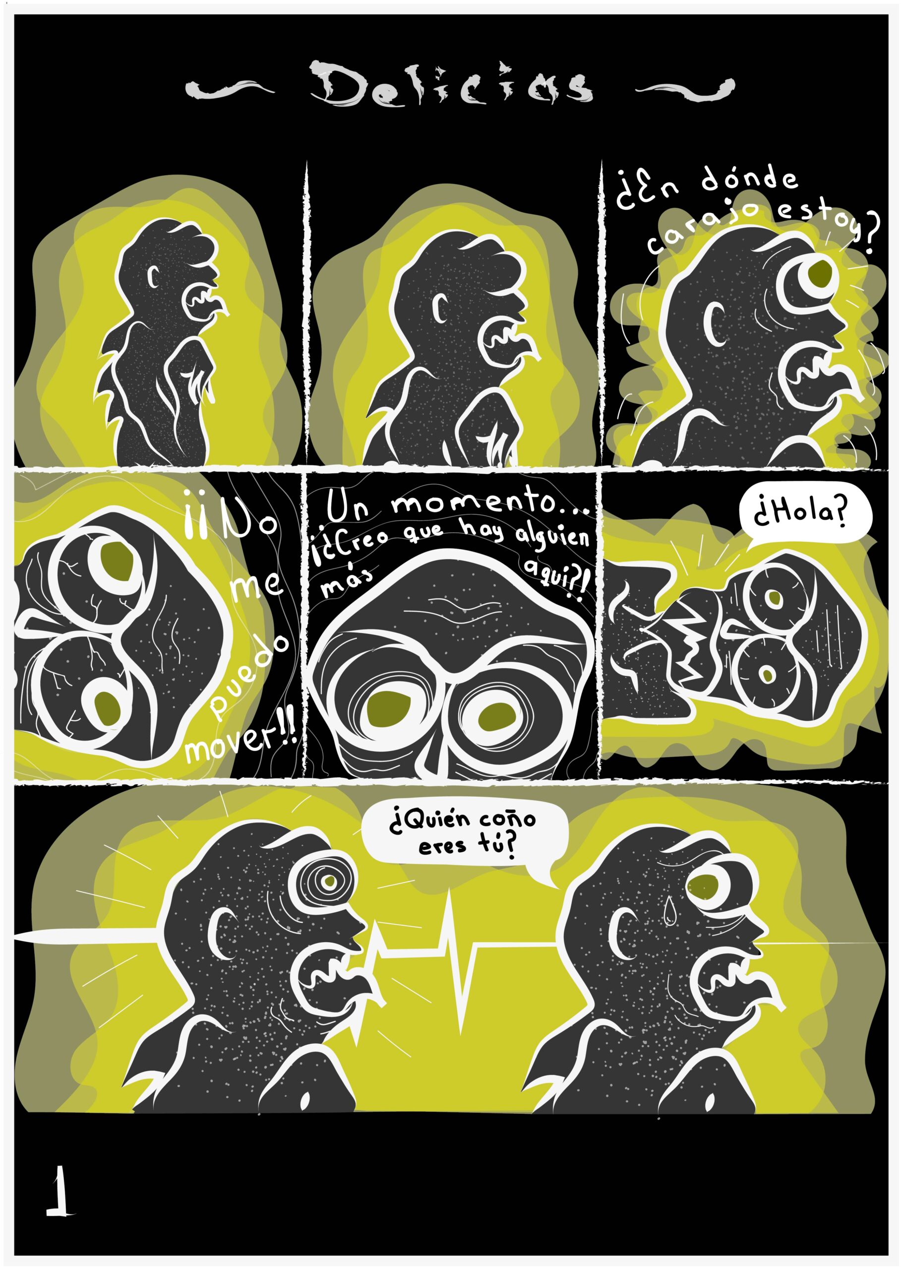 Delicias es un pequeño cómic humorístico en el que utilizo un estilo desenfadado para contar la pequeña historia de unas muy particulares criaturas marinas.