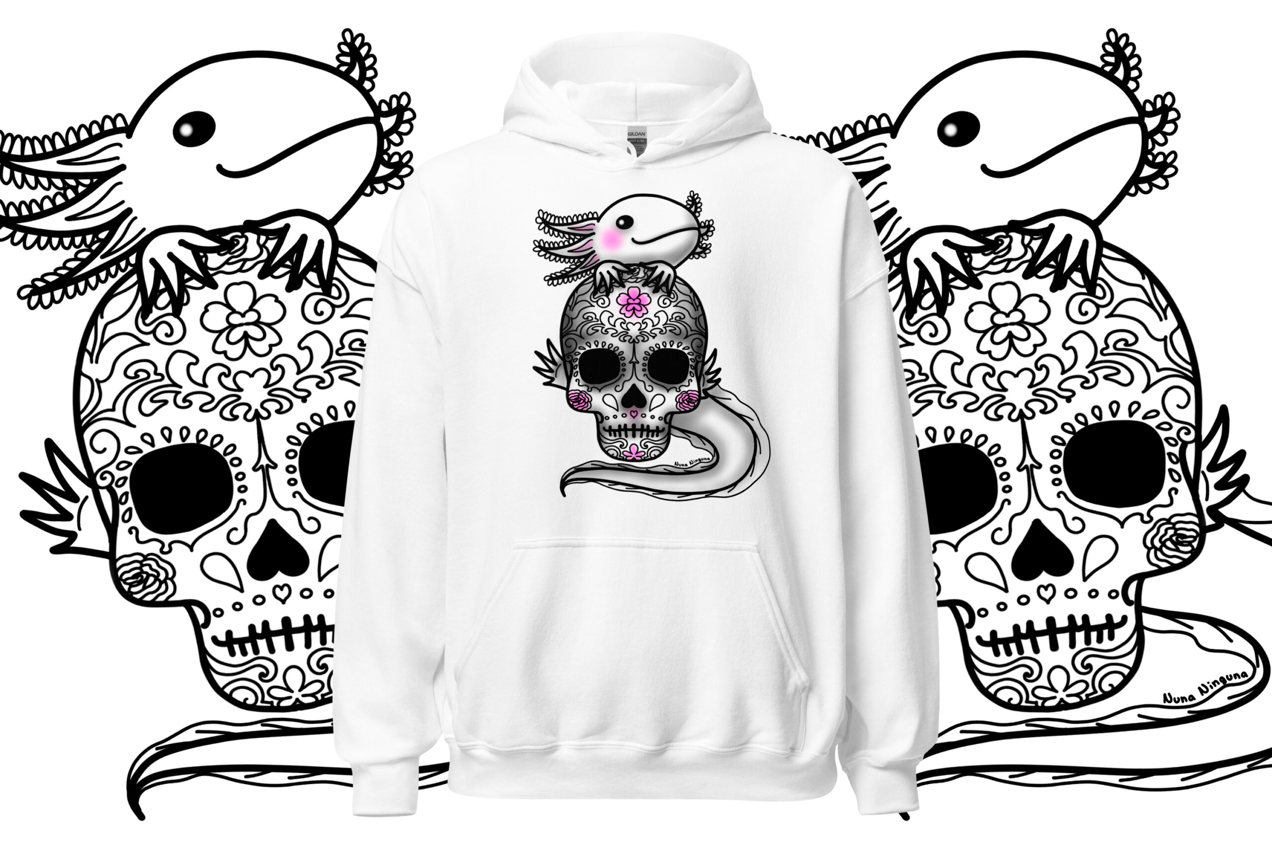 Sudadera ajolote con calavera mexicana unisex