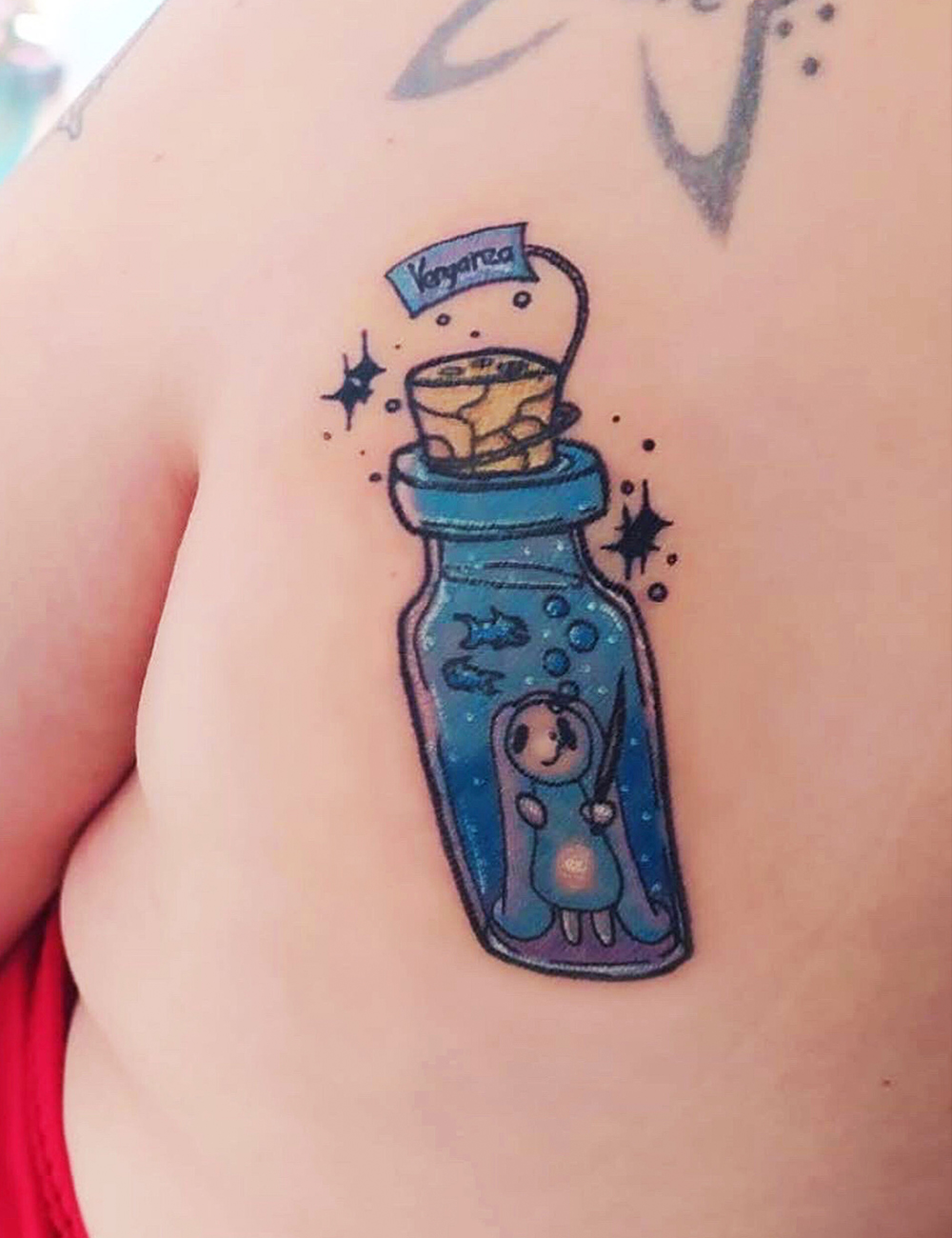 Tatuaje poción personaje caricatura